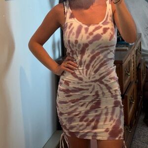 Aeropostale Purple and White Ruched Bodycon Mini Dress